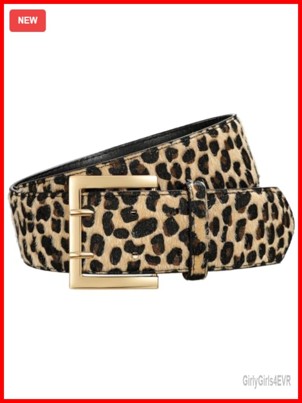 Women Wide Faux Leather Belt with Gold Buckle for Dresses and Jeans